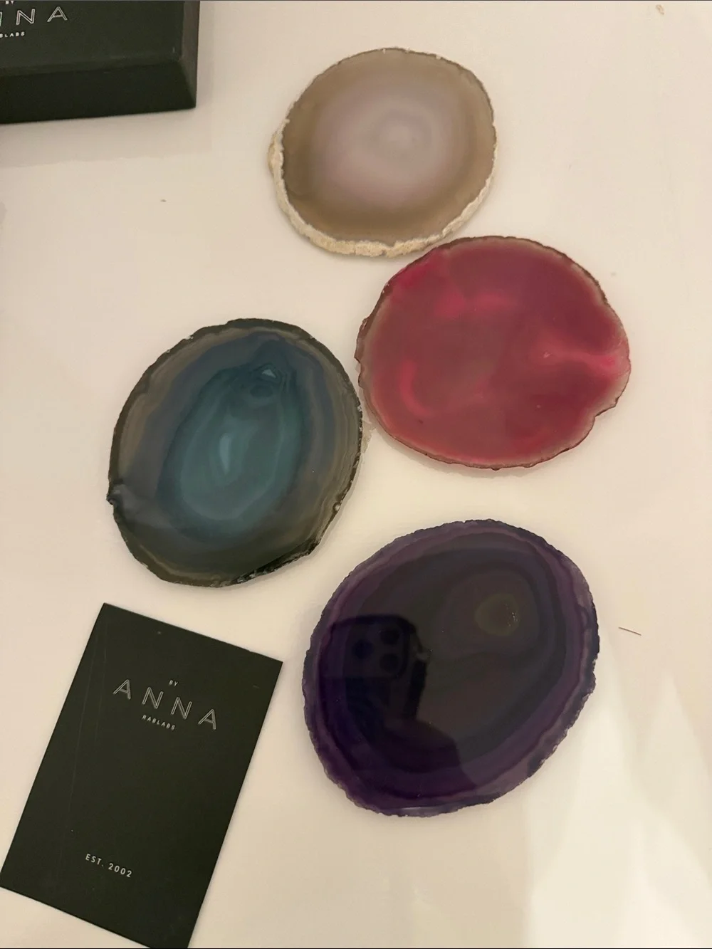 Stone coasters by Anna. Assorted made in Brazil